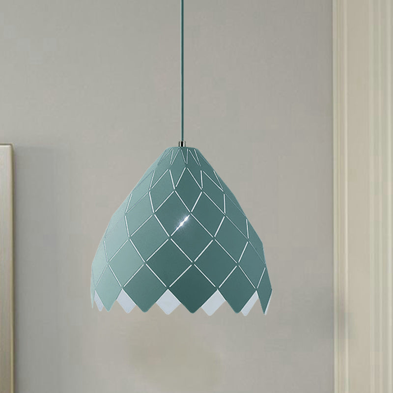 Geometric Splicing Pendant Light Fixture Nordic Metal 1 Light Pink/Yellow/Green Hanging Light Kit Green Clearhalo 'Ceiling Lights' 'Modern Pendants' 'Modern' 'Pendant Lights' 'Pendants' Lighting' 769873
