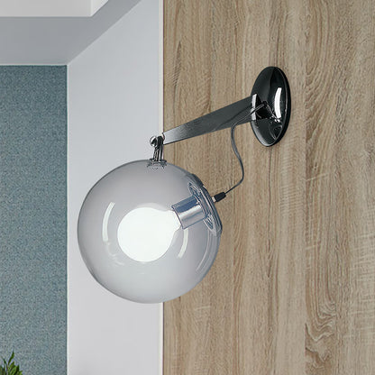 Clear Glass Bubble Wall Sconce Light Post Modern 1 Light Chrome Wall Mount Lighting, 10"/12" Wide Clear Clearhalo 'Cast Iron' 'Glass' 'Industrial' 'Modern wall lights' 'Modern' 'Tiffany' 'Traditional wall lights' 'Wall Lamps & Sconces' 'Wall Lights' Lighting' 769877