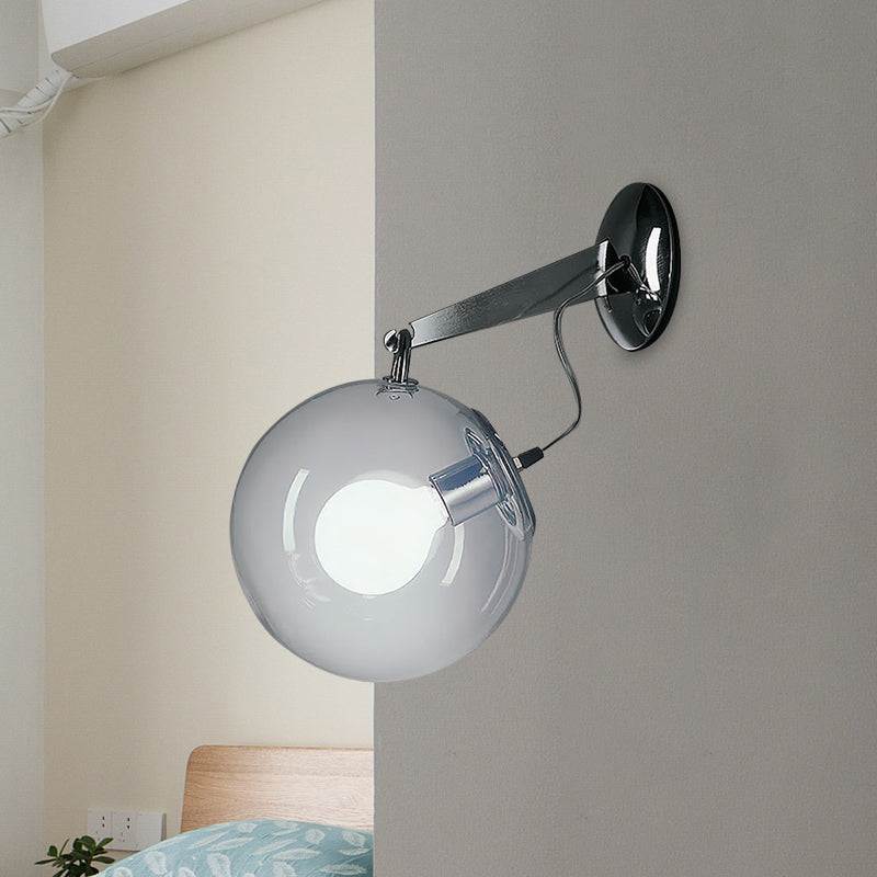 Clear Glass Bubble Wall Sconce Light Post Modern 1 Light Chrome Wall Mount Lighting, 10"/12" Wide Clearhalo 'Cast Iron' 'Glass' 'Industrial' 'Modern wall lights' 'Modern' 'Tiffany' 'Traditional wall lights' 'Wall Lamps & Sconces' 'Wall Lights' Lighting' 769878