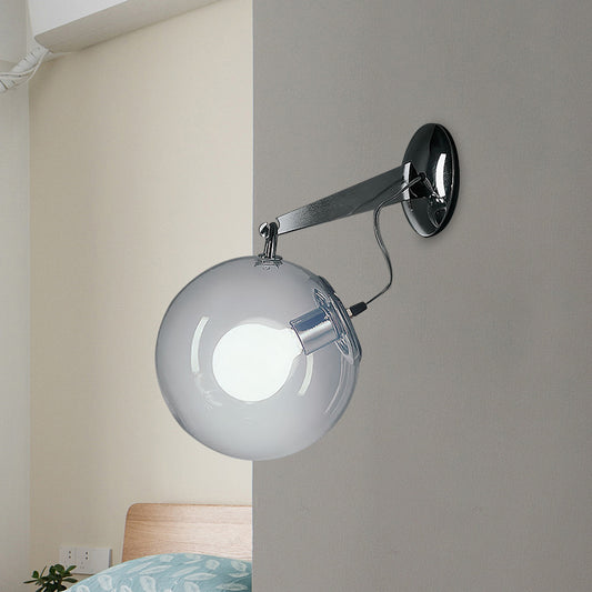 Clear Glass Bubble Wall Sconce Light Post Modern 1 Light Chrome Wall Mount Lighting, 10"/12" Wide Clearhalo 'Cast Iron' 'Glass' 'Industrial' 'Modern wall lights' 'Modern' 'Tiffany' 'Traditional wall lights' 'Wall Lamps & Sconces' 'Wall Lights' Lighting' 769878
