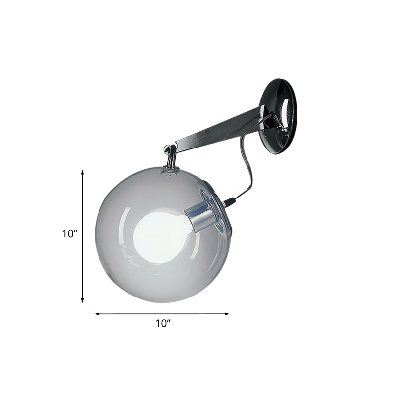 Clear Glass Bubble Wall Sconce Light Post Modern 1 Light Chrome Wall Mount Lighting, 10"/12" Wide Clearhalo 'Cast Iron' 'Glass' 'Industrial' 'Modern wall lights' 'Modern' 'Tiffany' 'Traditional wall lights' 'Wall Lamps & Sconces' 'Wall Lights' Lighting' 769881