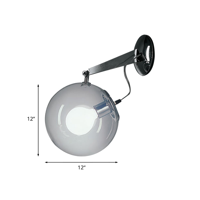Clear Glass Bubble Wall Sconce Light Post Modern 1 Light Chrome Wall Mount Lighting, 10"/12" Wide Clearhalo 'Cast Iron' 'Glass' 'Industrial' 'Modern wall lights' 'Modern' 'Tiffany' 'Traditional wall lights' 'Wall Lamps & Sconces' 'Wall Lights' Lighting' 769882