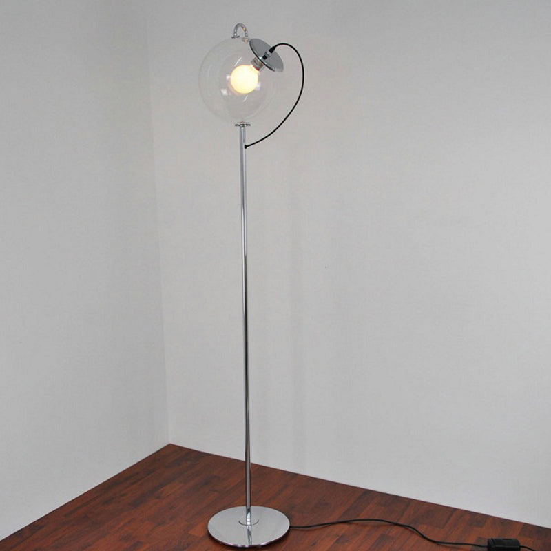 Black Globe Floor Standing Lamp Contemporary 1 Light Clear Glass Standing Light for Living Room Black Clearhalo 'Floor Lamps' 'Lamps' Lighting' 769892