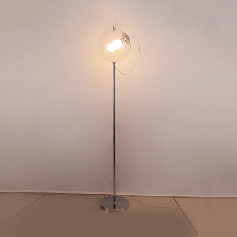 Black Globe Floor Standing Lamp Contemporary 1 Light Clear Glass Standing Light for Living Room Clearhalo 'Floor Lamps' 'Lamps' Lighting' 769893