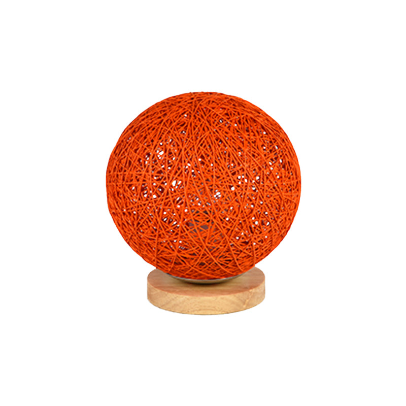 Blue/Flaxen Globe Shade Flush Mount Lighting Modernist 6"/8" Wide 1 Bulb Rattan Ceiling Mount Light for Corridor Clearhalo 'Ceiling Lights' 'Close To Ceiling Lights' 'Close to ceiling' 'Flush mount' Lighting' 769931