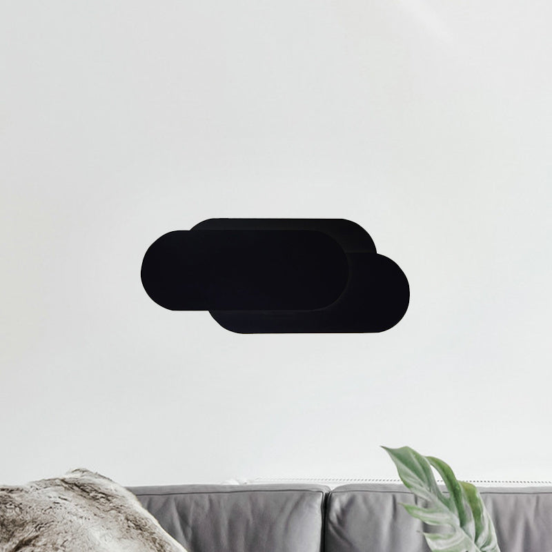 Aluminum Oval Wall Washer Lamp Modern Style LED Black Finish Wall Lighting in Warm/White Light for Bedroom Clearhalo 'Cast Iron' 'Glass' 'Industrial' 'Modern wall lights' 'Modern' 'Tiffany' 'Traditional wall lights' 'Wall Lamps & Sconces' 'Wall Lights' Lighting' 770042