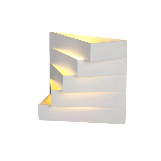 1 Light Living Room Wall Mounted Lighting with Stair Shaped Plaster Shade Wall Washer Lamp in White Clearhalo 'Cast Iron' 'Glass' 'Industrial' 'Modern wall lights' 'Modern' 'Tiffany' 'Traditional wall lights' 'Wall Lamps & Sconces' 'Wall Lights' Lighting' 770068