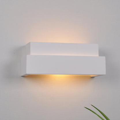 White Rectangular Wall Washer Light Simple Style 1 Light Plaster Wall Mounted Lamp for Bedroom White Clearhalo 'Modern wall lights' 'Modern' 'Wall Lamps & Sconces' 'Wall Lights' Lighting' 770070