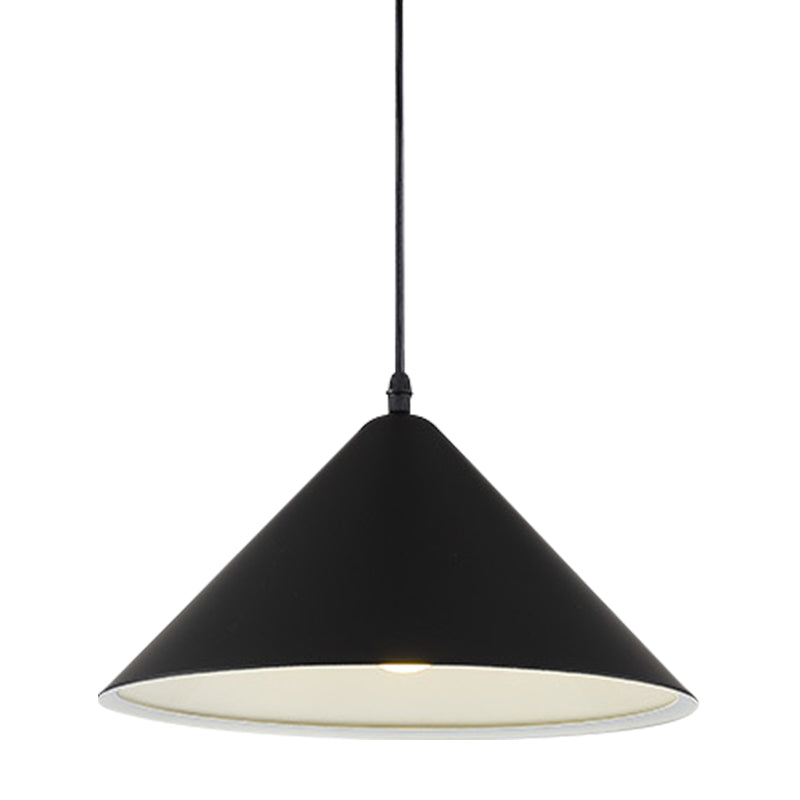 Nordic Cone Hanging Lamp Metal 1 Light Black/White/Red Pendant Light Fixture for Dining Room, 12.5"/16.5" Wide Clearhalo 'Ceiling Lights' 'Modern Pendants' 'Modern' 'Pendant Lights' 'Pendants' Lighting' 770223