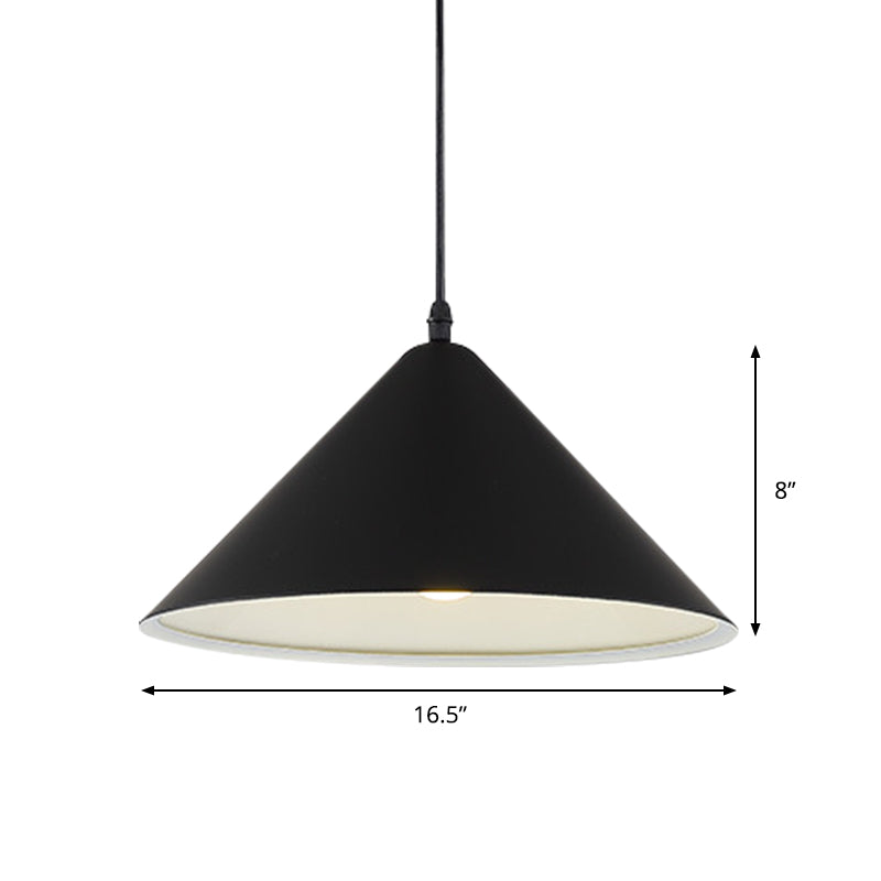 Nordic Cone Hanging Lamp Metal 1 Light Black/White/Red Pendant Light Fixture for Dining Room, 12.5"/16.5" Wide Clearhalo 'Ceiling Lights' 'Modern Pendants' 'Modern' 'Pendant Lights' 'Pendants' Lighting' 770225