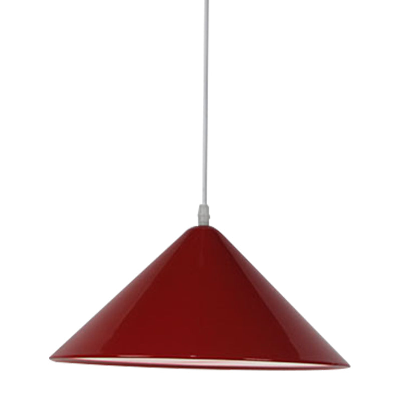 Nordic Cone Hanging Lamp Metal 1 Light Black/White/Red Pendant Light Fixture for Dining Room, 12.5"/16.5" Wide Clearhalo 'Ceiling Lights' 'Modern Pendants' 'Modern' 'Pendant Lights' 'Pendants' Lighting' 770233