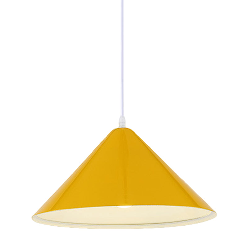 Nordic Cone Hanging Lamp Metal 1 Light Black/White/Red Pendant Light Fixture for Dining Room, 12.5"/16.5" Wide Clearhalo 'Ceiling Lights' 'Modern Pendants' 'Modern' 'Pendant Lights' 'Pendants' Lighting' 770237