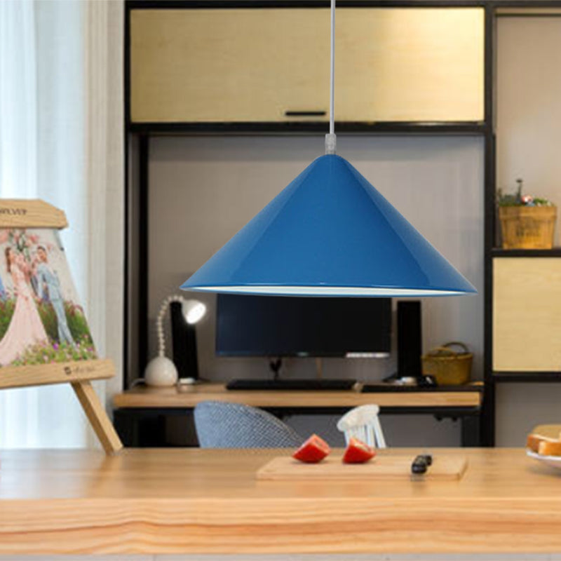 Nordic Cone Hanging Lamp Metal 1 Light Black/White/Red Pendant Light Fixture for Dining Room, 12.5"/16.5" Wide Clearhalo 'Ceiling Lights' 'Modern Pendants' 'Modern' 'Pendant Lights' 'Pendants' Lighting' 770240