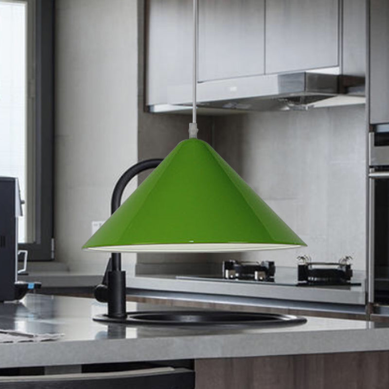 Nordic Cone Hanging Lamp Metal 1 Light Black/White/Red Pendant Light Fixture for Dining Room, 12.5"/16.5" Wide Clearhalo 'Ceiling Lights' 'Modern Pendants' 'Modern' 'Pendant Lights' 'Pendants' Lighting' 770243