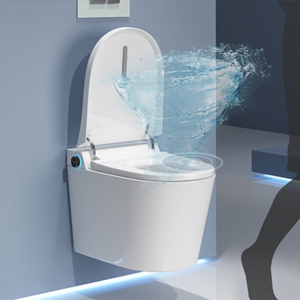 Foot Sensor Temperature Control Elongated Ceramic Wall Mounted Bidet Clearhalo 'Bathroom Remodel & Bathroom Fixtures' 'Bidets' 'Home Improvement' 'home_improvement' 'home_improvement_bidets' 'Toilets & Bidets' 7703612