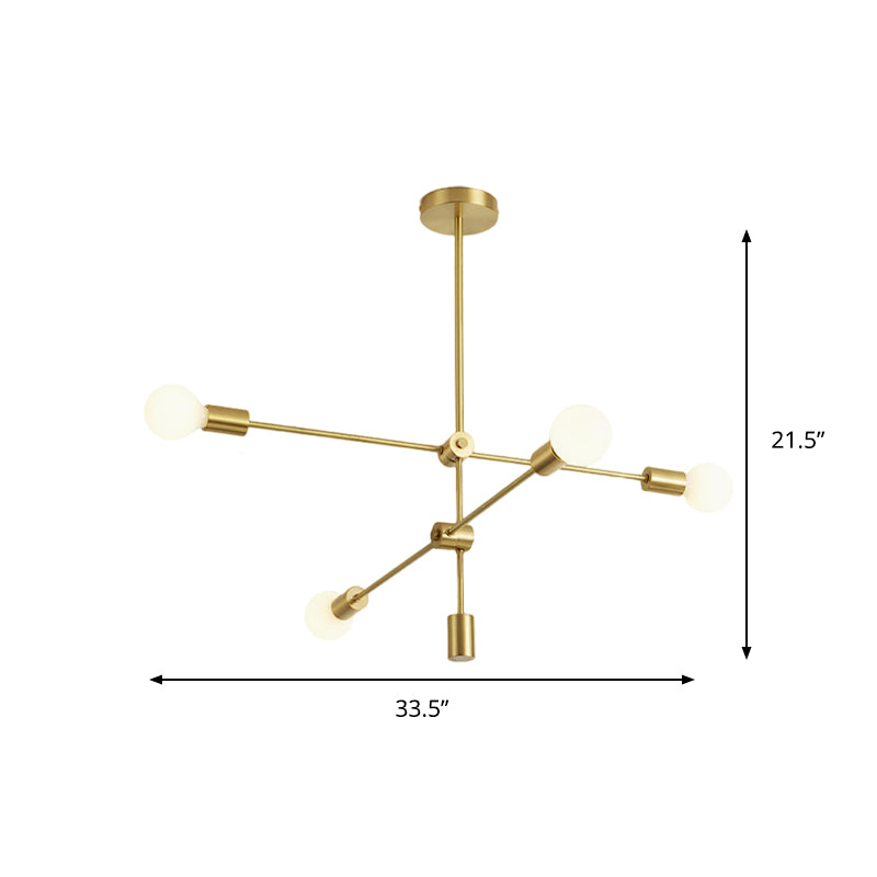 Open Bulb Hanging Pendant Light Modernist Metallic 2/4 Lights Golden Suspension Lamp for Dining Room Clearhalo 'Ceiling Lights' 'Chandeliers' 'Modern Chandeliers' 'Modern' Lighting' 770370