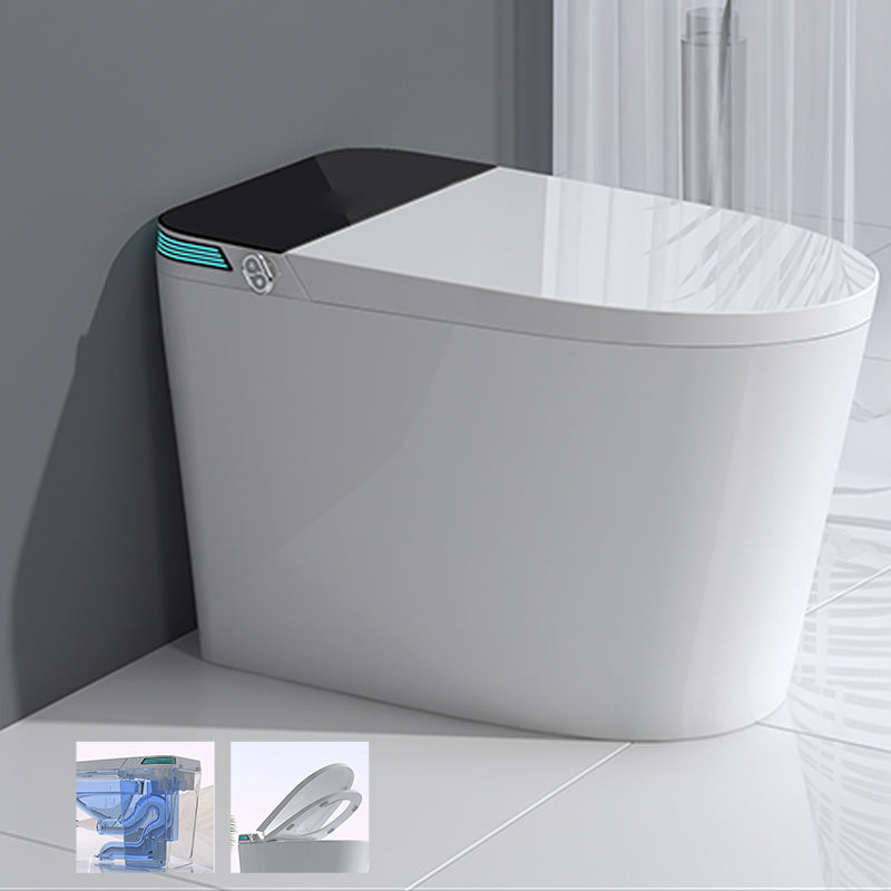 Elongated Floor Standing Bidet with Warm Air Dryer and Bidet Sprayer Black White Automatic Lid( Top Configuration) Clearhalo 'Bathroom Remodel & Bathroom Fixtures' 'Bidets' 'Home Improvement' 'home_improvement' 'home_improvement_bidets' 'Toilets & Bidets' 7703905