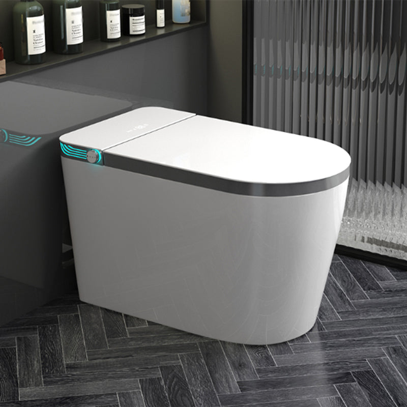 White Elongated Floor Standing Bidet with Warm Air Dryer and Bidet Sprayer White Gray Manual Lid (Standard) Clearhalo 'Bathroom Remodel & Bathroom Fixtures' 'Bidets' 'Home Improvement' 'home_improvement' 'home_improvement_bidets' 'Toilets & Bidets' 7703918