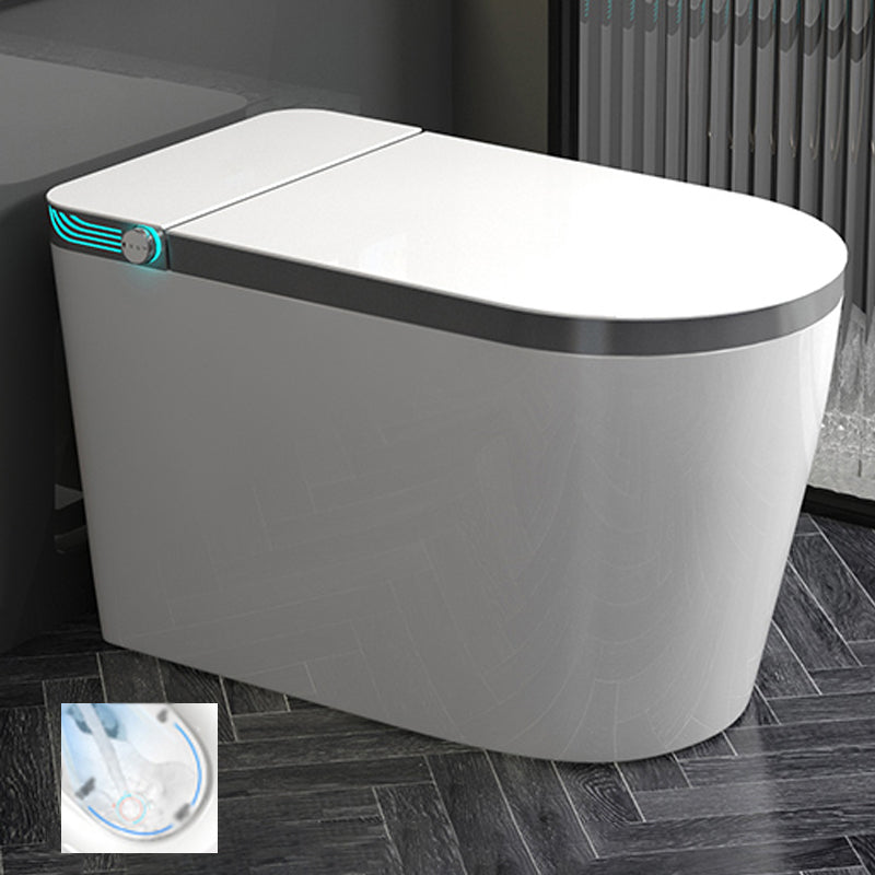 White Elongated Floor Standing Bidet with Warm Air Dryer and Bidet Sprayer White Gray Manual Flip (Medium Configuration Version) Clearhalo 'Bathroom Remodel & Bathroom Fixtures' 'Bidets' 'Home Improvement' 'home_improvement' 'home_improvement_bidets' 'Toilets & Bidets' 7703926