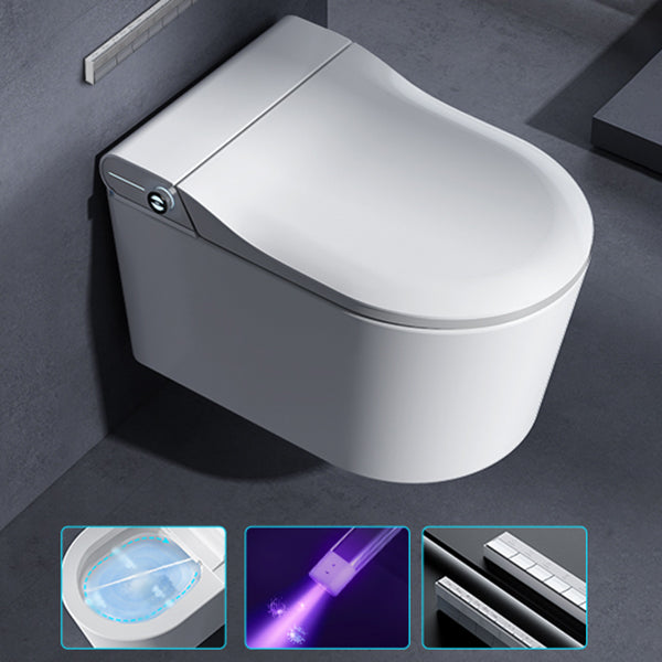 Elongated Contemporary Wall Hung Toilet Set with Wireless Remote Control White Automatic Lid Clearhalo 'Bathroom Remodel & Bathroom Fixtures' 'Bidets' 'Home Improvement' 'home_improvement' 'home_improvement_bidets' 'Toilets & Bidets' 7703987