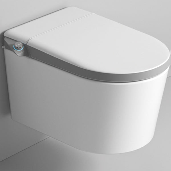 Horizontal Elongated Contemporary Wall Hung Toilet Set with Remote White-Gray Clearhalo 'Bathroom Remodel & Bathroom Fixtures' 'Bidets' 'Home Improvement' 'home_improvement' 'home_improvement_bidets' 'Toilets & Bidets' 7704002