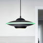 Flying Saucer Hanging Lamp Macaron Style Metal 12"/16" W LED Black/White Pendant Lighting over Table, Warm/White Light Black Clearhalo 'Ceiling Lights' 'Modern Pendants' 'Modern' 'Pendant Lights' 'Pendants' Lighting' 770628