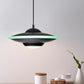 Flying Saucer Hanging Lamp Macaron Style Metal 12"/16" W LED Black/White Pendant Lighting over Table, Warm/White Light Clearhalo 'Ceiling Lights' 'Modern Pendants' 'Modern' 'Pendant Lights' 'Pendants' Lighting' 770629