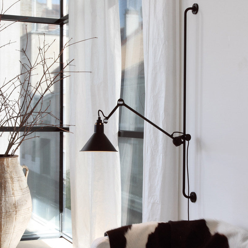 Contemporary 1 Head Sconce Lighting with Metallic Shade Red/Yellow Conical Wall Mount Lamp for Bedside Black Clearhalo 'Cast Iron' 'Glass' 'Industrial' 'Modern wall lights' 'Modern' 'Tiffany' 'Traditional wall lights' 'Wall Lamps & Sconces' 'Wall Lights' Lighting' 770677