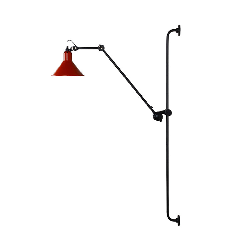 Contemporary 1 Head Sconce Lighting with Metallic Shade Red/Yellow Conical Wall Mount Lamp for Bedside Clearhalo 'Cast Iron' 'Glass' 'Industrial' 'Modern wall lights' 'Modern' 'Tiffany' 'Traditional wall lights' 'Wall Lamps & Sconces' 'Wall Lights' Lighting' 770685