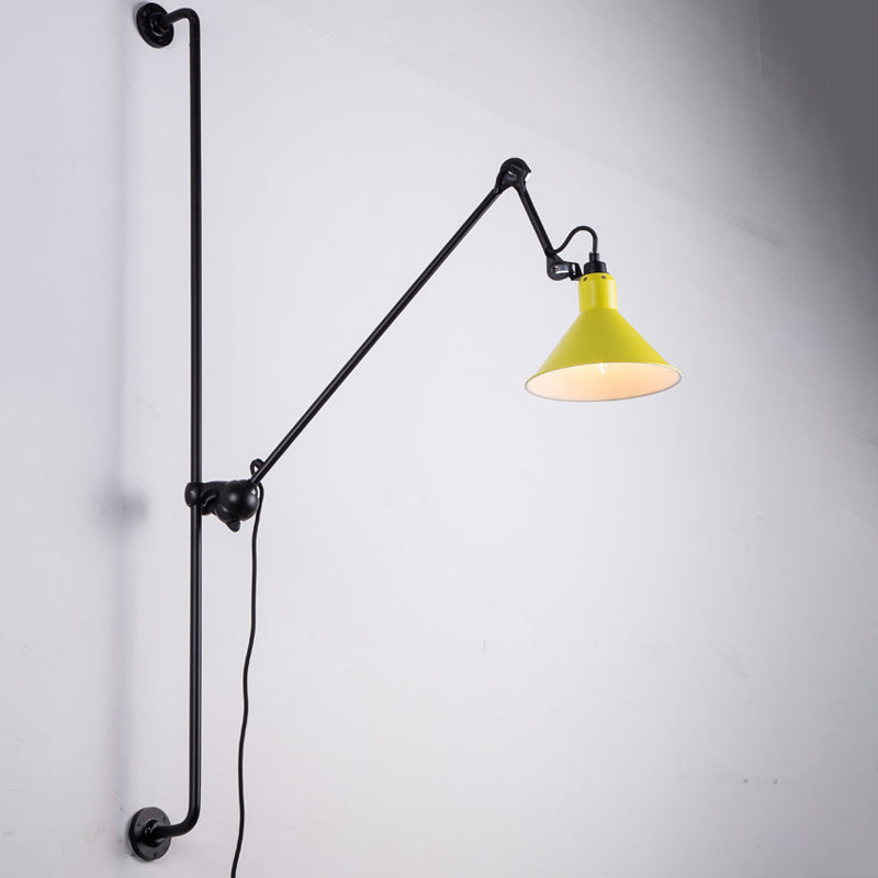 Contemporary 1 Head Sconce Lighting with Metallic Shade Red/Yellow Conical Wall Mount Lamp for Bedside Clearhalo 'Cast Iron' 'Glass' 'Industrial' 'Modern wall lights' 'Modern' 'Tiffany' 'Traditional wall lights' 'Wall Lamps & Sconces' 'Wall Lights' Lighting' 770687