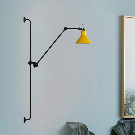 Contemporary 1 Head Sconce Lighting with Metallic Shade Red/Yellow Conical Wall Mount Lamp for Bedside Clearhalo 'Cast Iron' 'Glass' 'Industrial' 'Modern wall lights' 'Modern' 'Tiffany' 'Traditional wall lights' 'Wall Lamps & Sconces' 'Wall Lights' Lighting' 770688