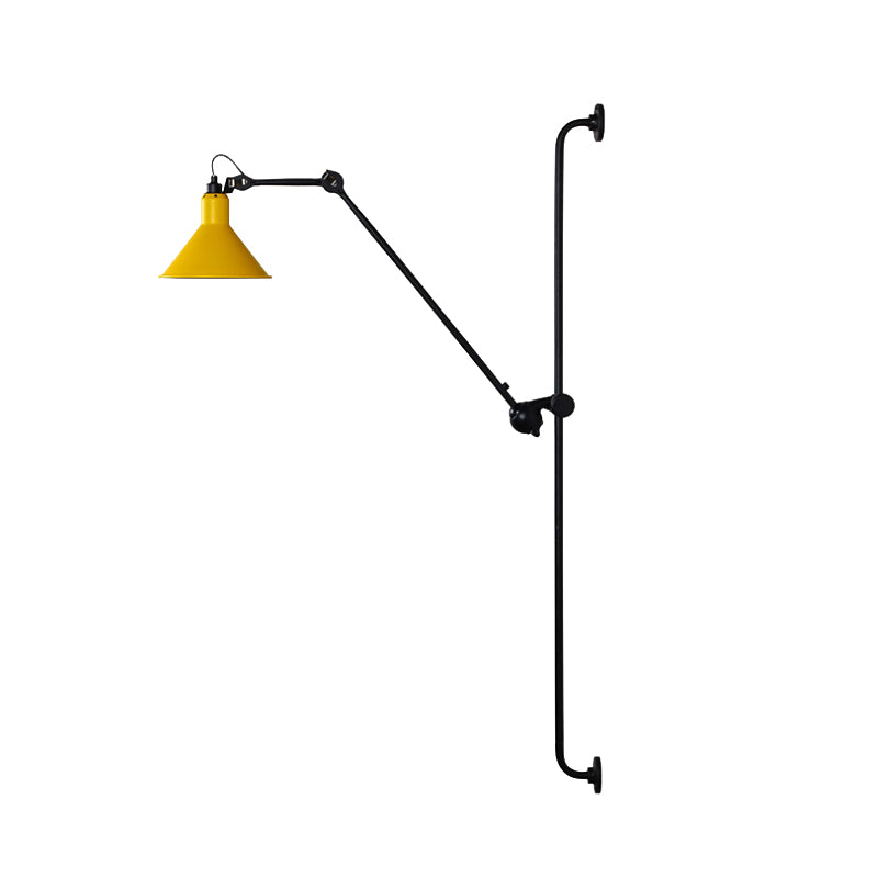 Contemporary 1 Head Sconce Lighting with Metallic Shade Red/Yellow Conical Wall Mount Lamp for Bedside Clearhalo 'Cast Iron' 'Glass' 'Industrial' 'Modern wall lights' 'Modern' 'Tiffany' 'Traditional wall lights' 'Wall Lamps & Sconces' 'Wall Lights' Lighting' 770689