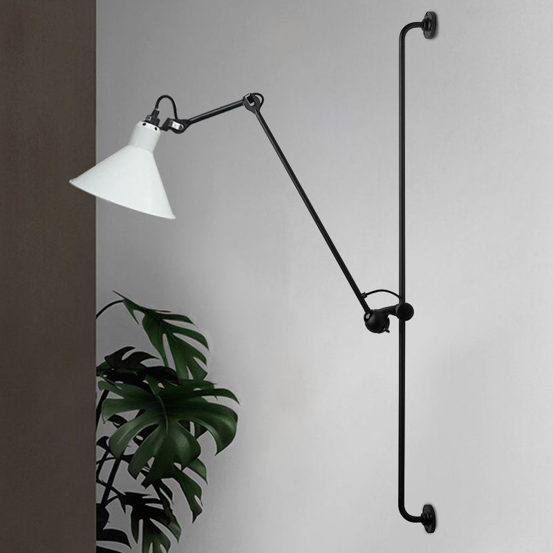 Contemporary 1 Head Sconce Lighting with Metallic Shade Red/Yellow Conical Wall Mount Lamp for Bedside White Clearhalo 'Cast Iron' 'Glass' 'Industrial' 'Modern wall lights' 'Modern' 'Tiffany' 'Traditional wall lights' 'Wall Lamps & Sconces' 'Wall Lights' Lighting' 770690