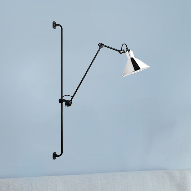 Contemporary 1 Head Sconce Lighting with Metallic Shade Red/Yellow Conical Wall Mount Lamp for Bedside Chrome Clearhalo 'Cast Iron' 'Glass' 'Industrial' 'Modern wall lights' 'Modern' 'Tiffany' 'Traditional wall lights' 'Wall Lamps & Sconces' 'Wall Lights' Lighting' 770694