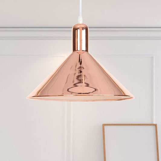 Conical Pendant Lighting with Electroplate Metal Shade Single Light Modern Hanging Light Rose Gold Clearhalo 'Art Deco Pendants' 'Cast Iron' 'Ceiling Lights' 'Ceramic' 'Crystal' 'Industrial Pendants' 'Industrial' 'Metal' 'Middle Century Pendants' 'Pendant Lights' 'Pendants' 'Tiffany' Lighting' 770717