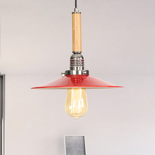 Red Saucer Suspension Light Vintage Metal 1 Light Pendant Light for Foyer Clearhalo 'Art Deco Pendants' 'Cast Iron' 'Ceiling Lights' 'Ceramic' 'Crystal' 'Industrial Pendants' 'Industrial' 'Metal' 'Middle Century Pendants' 'Pendant Lights' 'Pendants' 'Tiffany' Lighting' 770740