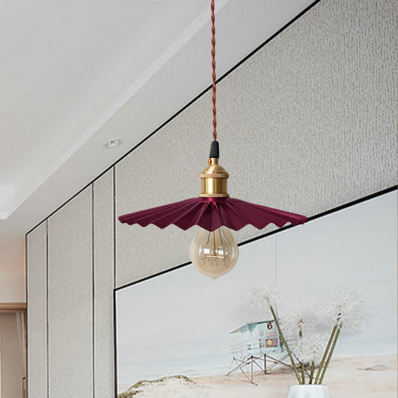 1 Head Scalloped Hanging Ceiling Light Modern Stylish Black/Red Metallic Pendant Light for Bedside Clearhalo 'Ceiling Lights' 'Modern Pendants' 'Modern' 'Pendant Lights' 'Pendants' Lighting' 770841