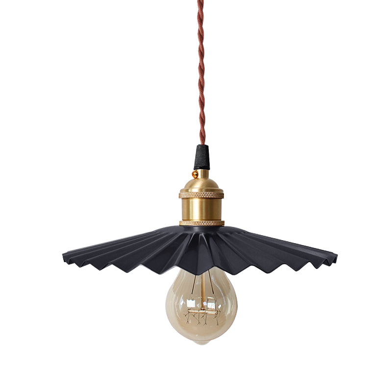 1 Head Scalloped Hanging Ceiling Light Modern Stylish Black/Red Metallic Pendant Light for Bedside Clearhalo 'Ceiling Lights' 'Modern Pendants' 'Modern' 'Pendant Lights' 'Pendants' Lighting' 770847