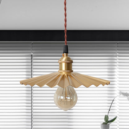 1 Head Scalloped Hanging Ceiling Light Modern Stylish Black/Red Metallic Pendant Light for Bedside Brass Clearhalo 'Ceiling Lights' 'Modern Pendants' 'Modern' 'Pendant Lights' 'Pendants' Lighting' 770848