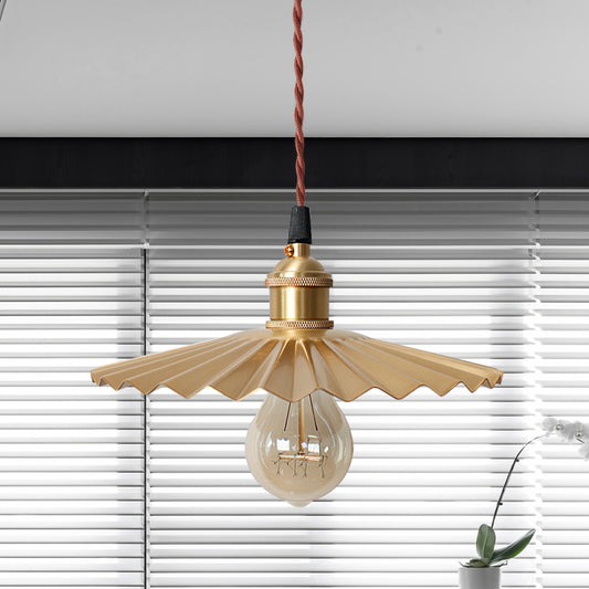 1 Head Scalloped Hanging Ceiling Light Modern Stylish Black/Red Metallic Pendant Light for Bedside Brass Clearhalo 'Ceiling Lights' 'Modern Pendants' 'Modern' 'Pendant Lights' 'Pendants' Lighting' 770848