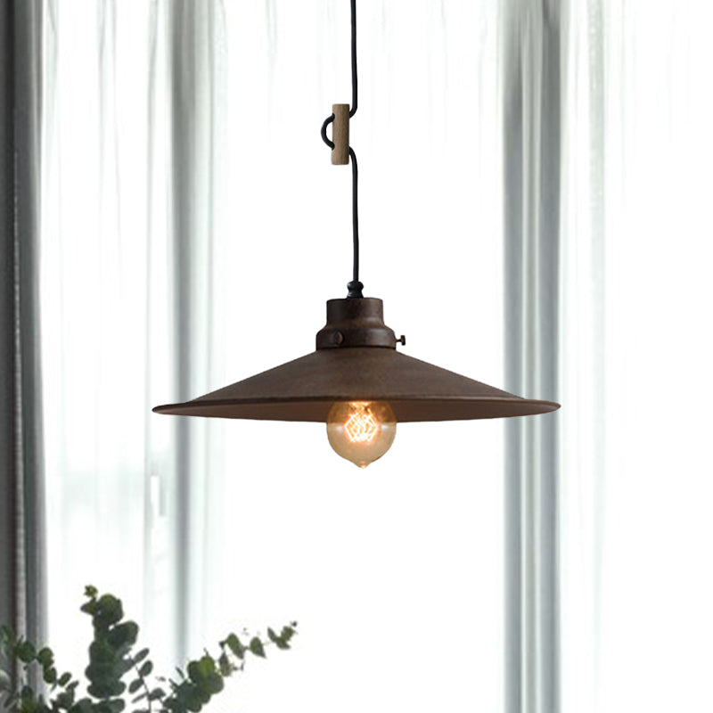 1 Light Metal Pendant Lamp Vintage Industrial Black/White/Bronze Flared Shade Foyer Hanging Ceiling Fixture Clearhalo 'Art Deco Pendants' 'Black' 'Cast Iron' 'Ceiling Lights' 'Ceramic' 'Crystal' 'Industrial Pendants' 'Industrial' 'Metal' 'Middle Century Pendants' 'Pendant Lights' 'Pendants' 'Rustic Pendants' 'Tiffany' Lighting' 770859