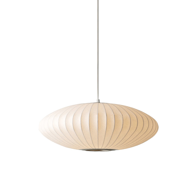 16"/19.5"/23.5"W Saucer Hanging Ceiling Light Modernist Fabric 1 Light White Suspension Pendant Clearhalo 'Ceiling Lights' 'Modern Pendants' 'Modern' 'Pendant Lights' 'Pendants' Lighting' 771064