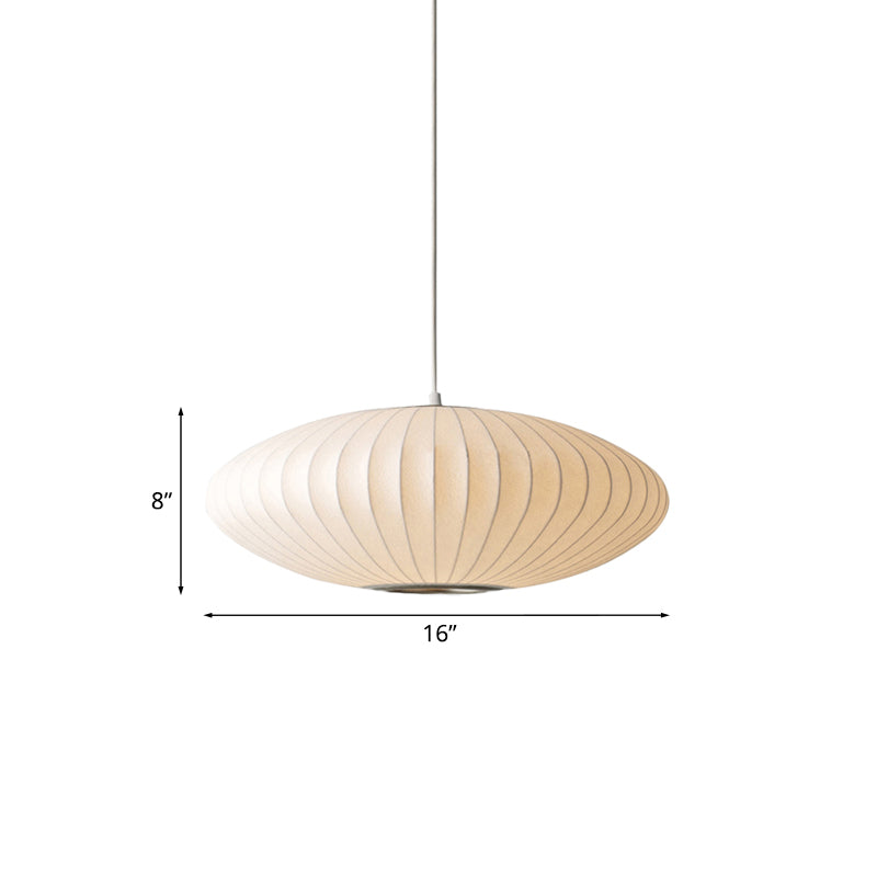 16"/19.5"/23.5"W Saucer Hanging Ceiling Light Modernist Fabric 1 Light White Suspension Pendant Clearhalo 'Ceiling Lights' 'Modern Pendants' 'Modern' 'Pendant Lights' 'Pendants' Lighting' 771065