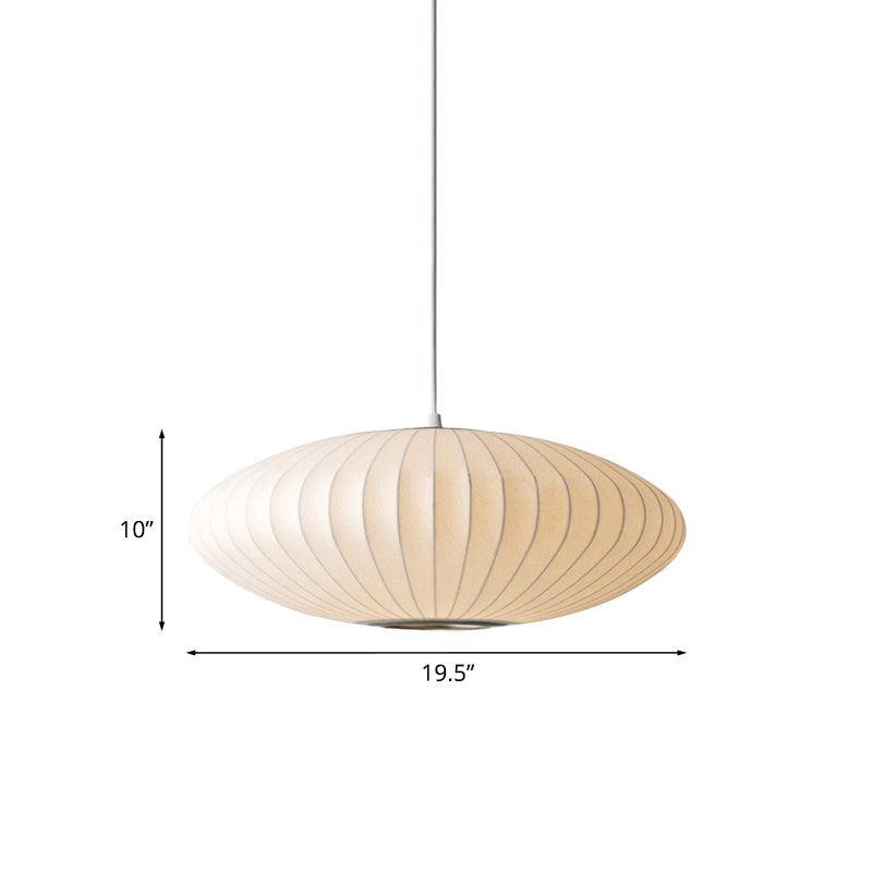 16"/19.5"/23.5"W Saucer Hanging Ceiling Light Modernist Fabric 1 Light White Suspension Pendant Clearhalo 'Ceiling Lights' 'Modern Pendants' 'Modern' 'Pendant Lights' 'Pendants' Lighting' 771066