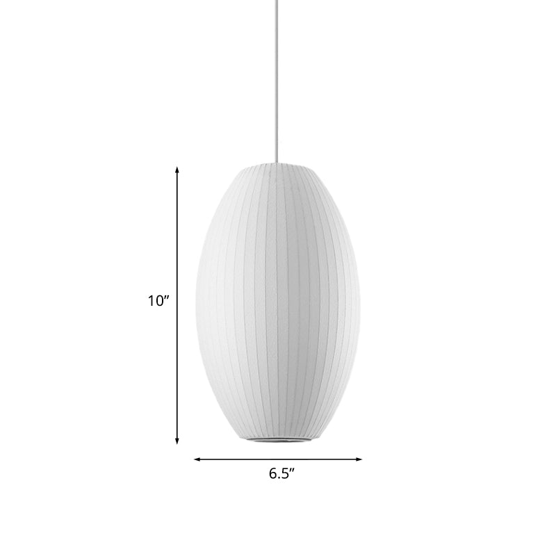 Cigar Suspension Pendant Contemporary Fabric 1 Light White Hanging Ceiling Light, 6.5"/12"/14" Wide Clearhalo 'Ceiling Lights' 'Modern Pendants' 'Modern' 'Pendant Lights' 'Pendants' Lighting' 771072