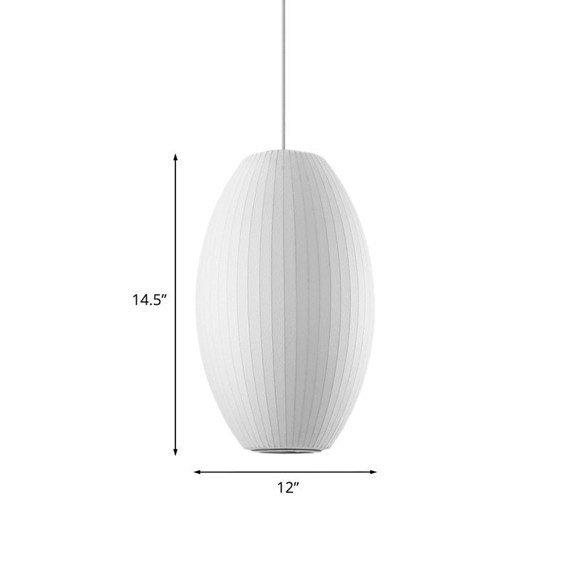 Cigar Suspension Pendant Contemporary Fabric 1 Light White Hanging Ceiling Light, 6.5"/12"/14" Wide Clearhalo 'Ceiling Lights' 'Modern Pendants' 'Modern' 'Pendant Lights' 'Pendants' Lighting' 771073