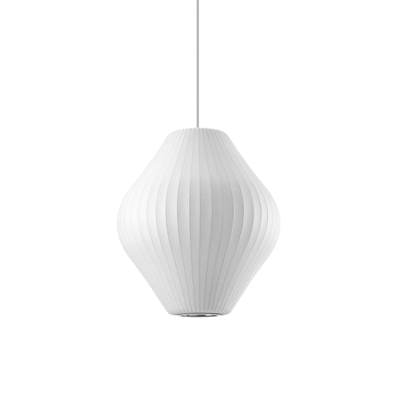 1 Bulb Ceiling Pendant Light with Pear Fabric Shade Contemporary White Hanging Light, 12.5"/17"W Clearhalo 'Ceiling Lights' 'Modern Pendants' 'Modern' 'Pendant Lights' 'Pendants' Lighting' 771078