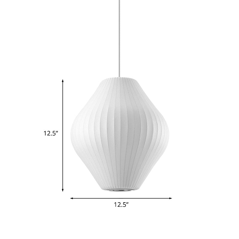 1 Bulb Ceiling Pendant Light with Pear Fabric Shade Contemporary White Hanging Light, 12.5"/17"W Clearhalo 'Ceiling Lights' 'Modern Pendants' 'Modern' 'Pendant Lights' 'Pendants' Lighting' 771079