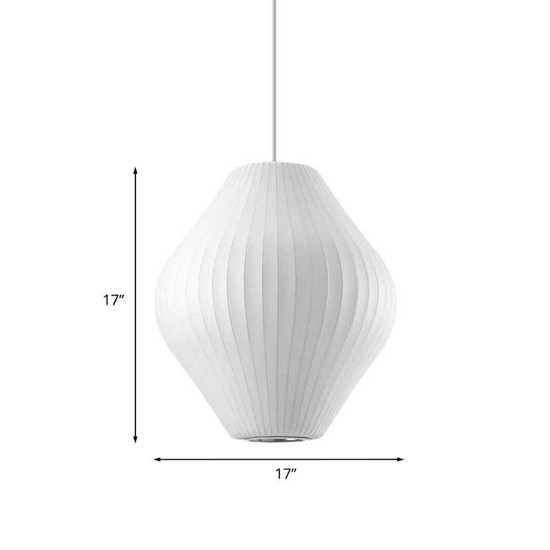 1 Bulb Ceiling Pendant Light with Pear Fabric Shade Contemporary White Hanging Light, 12.5"/17"W Clearhalo 'Ceiling Lights' 'Modern Pendants' 'Modern' 'Pendant Lights' 'Pendants' Lighting' 771080