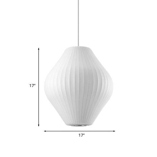 1 Bulb Ceiling Pendant Light with Pear Fabric Shade Contemporary White Hanging Light, 12.5"/17"W Clearhalo 'Ceiling Lights' 'Modern Pendants' 'Modern' 'Pendant Lights' 'Pendants' Lighting' 771080
